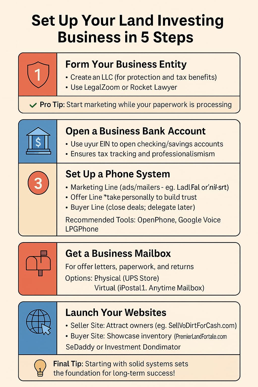 how to setup land business flow chart